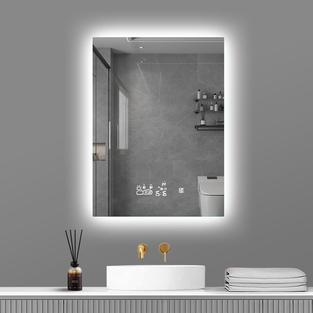 LED Lighted 20x28 inches Wall Mounted Rectangle Frameless Smart Bathroom Vanity Mirror - Walmart.com