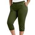 thumbnail image 5 of LIaqionyy Women's Plus Size Capri Pants Casual Straight Leg Elastic Waist Cropped Pant Trousers with Pockets, 5 of 7
