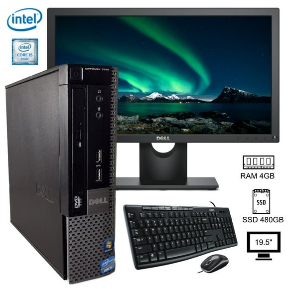 PC computadora Optiplex Dell  Intel core i5 RAM 4GB SSD 480GB monitor 19.5" (Reacondicionado)