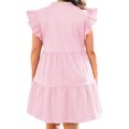 thumbnail image 6 of Plus Size Women V-neck Short Sleeve A Line Ruffle Mini Dress, 6 of 6
