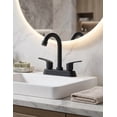 thumbnail image 2 of Mezcladora de Lavabo Metal Negro Mate Ultra Delgada 2cm 2 Manijas Plana Minimalista Cuello Ganso 4 Pulgadas Presión Baja Maxims, 2 of 3