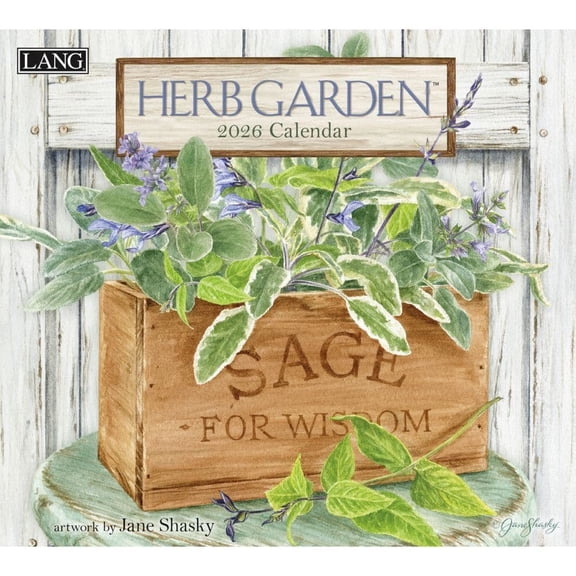 Lang Companies, Herb Garden 2026 Wall Calendar by Jane Shasky, 13.4'' X 12'', 12-Month Calendar with Stapled Binding