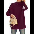 thumbnail image 2 of Suéter Holgado de Gran Tamaño para Mujer, Estilo Túnica Acanalada con Mangas Murciélago de Otoño. Vino Tinto L, 2 of 9