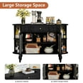 thumbnail image 3 of Wirrytor 47'' Fluted Wooden Oval Sideboard Buffet Cabinet with 2 Hollow Doors 2 Open Shelves, Elegant Curved Dining Cabinets,Kitchen Sideboard Cabinet for Dining Room Living Room Hallway,Black, 3 of 10