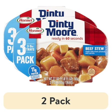 (2 pack) DINTY MOORE Beef Stew, Shelf-Stable, 12 Grams Protein, 9 oz Plastic Microwaveable Tray (3 Pack)