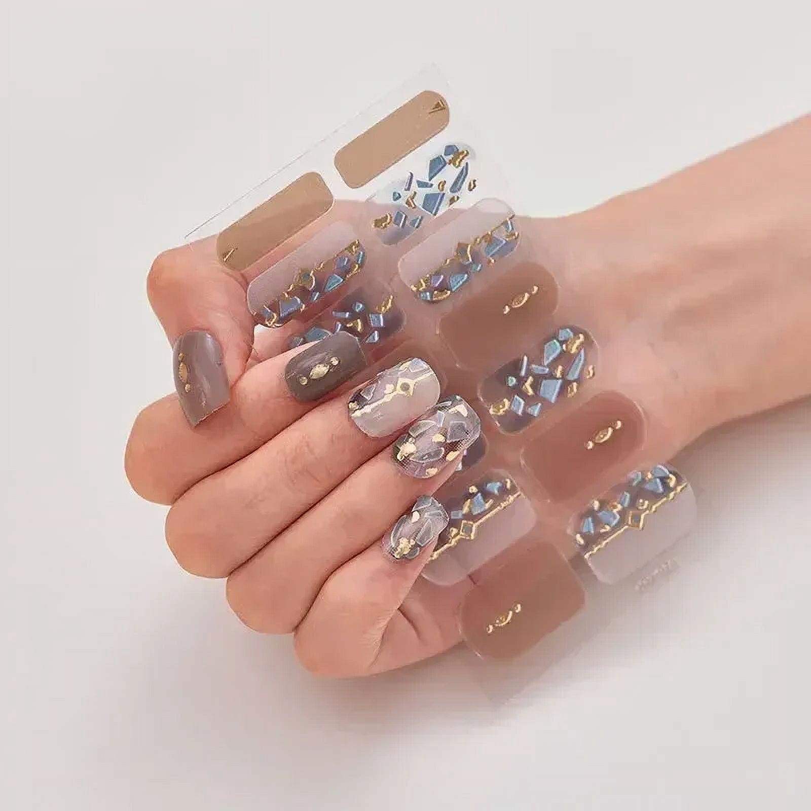 Semi Cured Gel Nails Art Stickers Fashion Solid Color Manicure Decal UV LED Lamp Need Gel Nail Decals Nail Sticker Decoration