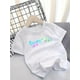 thumbnail image 1 of Camiseta informal de manga corta para niña con estampado "Bruh", cuello redondo de algodón, tejido elástico, calentita y de verano (100 % algodón). Talla para niños de 12 años o menos., 1 of 6