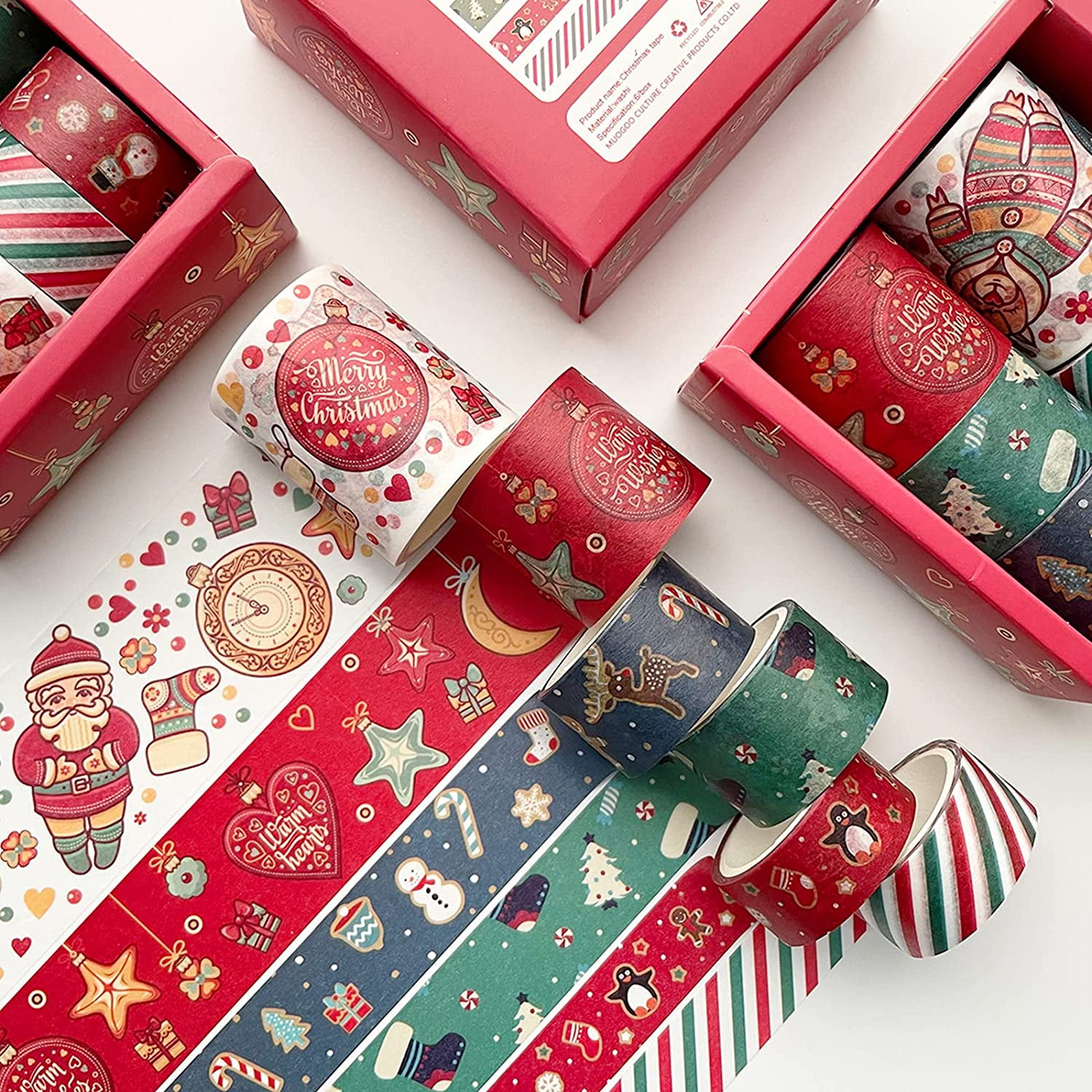 EXCEART 21 Rolls Christmas Washi Tapes Winter Foil Masking Tape Japanese  Paper Holiday Washi Tape for Christmas Scrapbook Journal DIY Craft Gift