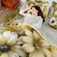 thumbnail image 4 of Manfei Retro Yellow Flower Bedding Comforter Set 7pcs for Girls, Watercolor Floral, Gold Gray Ombre Bed Sheets, Super Cozy Room Decor, 4 of 8