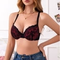 thumbnail image 2 of Brasieres de Mujer Tela de Mantequilla 2025 Sujetador de Encaje de Color contrastante con Parte Superior Fina y Parte Inferior Gruesa Fruncida con Aros de Acero Extra Grande, 2 of 6