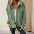 thumbnail image 4 of Winter Women Jacket with Double Pockets Thick Fleece Button Closure Cardigan Long Sleeves Warm Windproof Heat Retention Outdoor Coat, 4 of 8