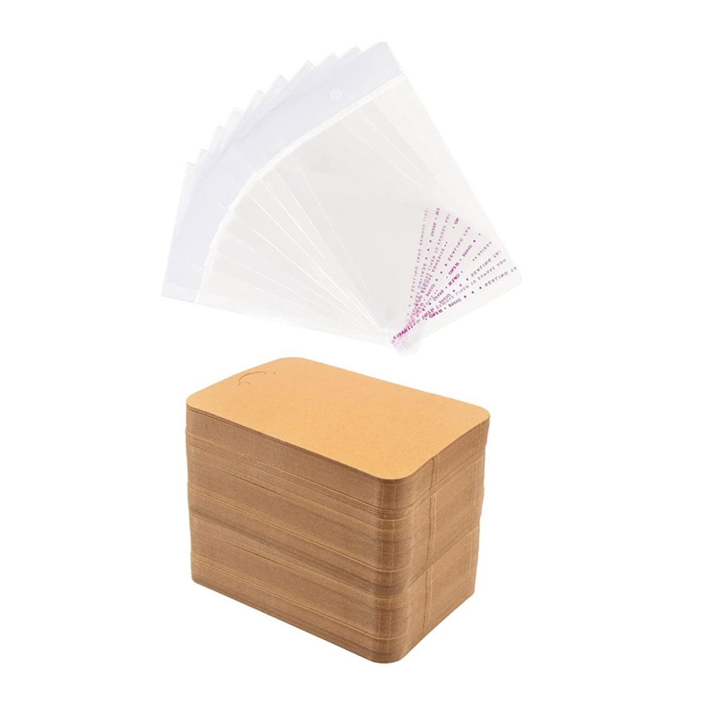 100 Pcs Keychain Display Cards Keychain Cardboard with Clear Self