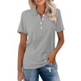 thumbnail image 3 of Womens Short Sleeve Collared Shirt Button Down Top Casual Loose Fit Summer Tee, 3 of 7