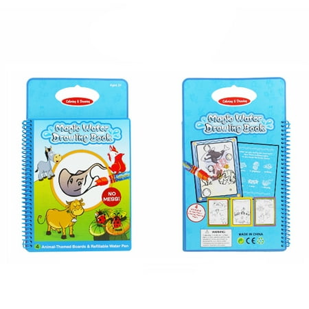 Colorful Water Drawing Book Kids Coloring Book Water Painting Board(Animal)