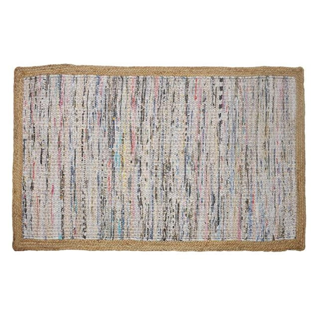 LR Resources ACCEN70190PES2030 Subtile Géométrique Jute Bordé Rectangle Zone Tapis&44; Multi Couleur