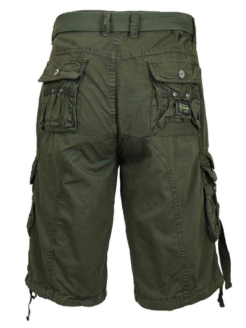 【U LAN】Vintage washing Bermuda cargo pants Men's Distressed Vintage Belted Cargo Utility Shorts (Size