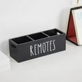 thumbnail image 3 of Storage Containers Remote Control Holder Organizer with 3 Compartments Wooden Design Ideal for Nightstand or Tabletop for Media Controllers and Supplies, 3 of 7