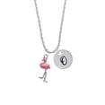 thumbnail image 2 of Delight Jewelry Silvertone Flamingo with Dangle Legs Silvertone Script Initial Disc - O - Charm Necklace, 20"+3", 2 of 4