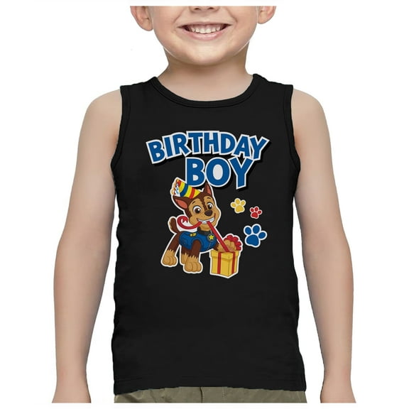 Chase Birthday Boy Shirt Gifts for Boys 2nd 3rd 4th 5th Paw Patrol Tank Top Summer Toddler Unisex Sleeveless Shirt 5T Black