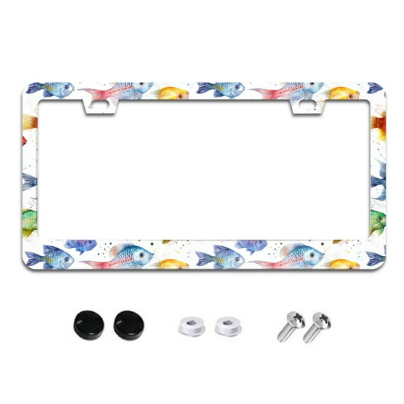 Tropical Fish License Plate Frames for Women Men Car Plate Holder Cover Metal Tag Aluminum Car Accessories Front Rear Plate Decor