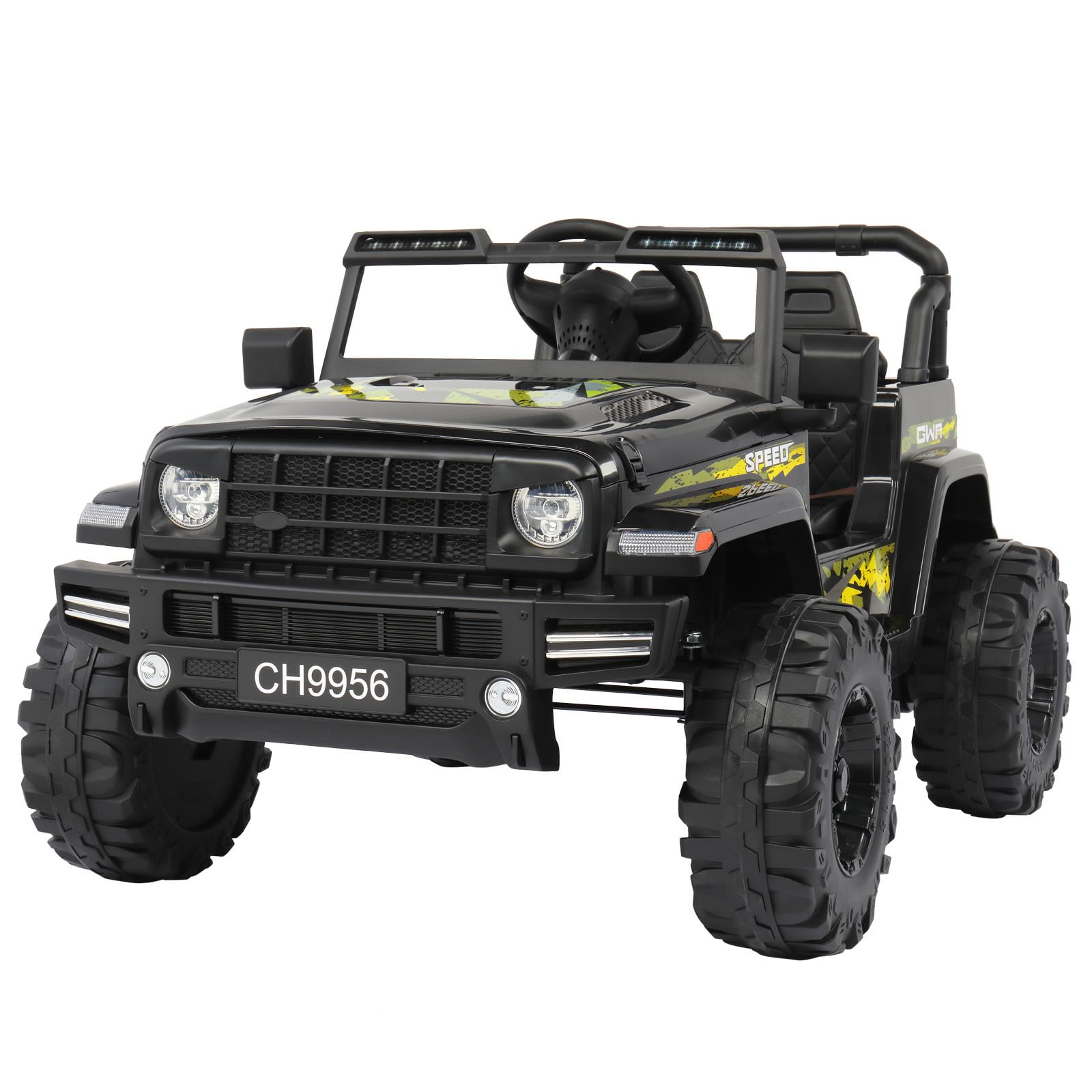 LED Light Black HOMFY Kids Ride on Truck Toy 12V Electric Vehicles Motorized Toddler Realistic Off-Road UTV Car with 2.4G Parental Remote Control Two Boxes MP3/Bluetooth Player 