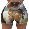 thumbnail image 2 of Salouo Cat In Sun Hat Print Women's Athletic Shorts,Booty Shorts Biker Shorts High Waisted Elastic Workout Shorts for Yoga Gym Running Sports-XX-Large, 2 of 8