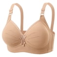 thumbnail image 2 of Women 1PC Flower Print Front Buckle Bra, Thin Breathable Underwear, Wireless Daily Bras, Comfy Lifting Support Bra for Women Everyday Wear | TruBelle,Beige L, 2 of 8