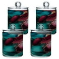 thumbnail image 2 of WOBOGO Teal and Burgundy Gilt Pattern Transparent Plastic Jar 2pcs Cotton Swabs Balls Pads Floss Stick Dispenser Bathroom Vanity Storage Organizer, 2 of 7