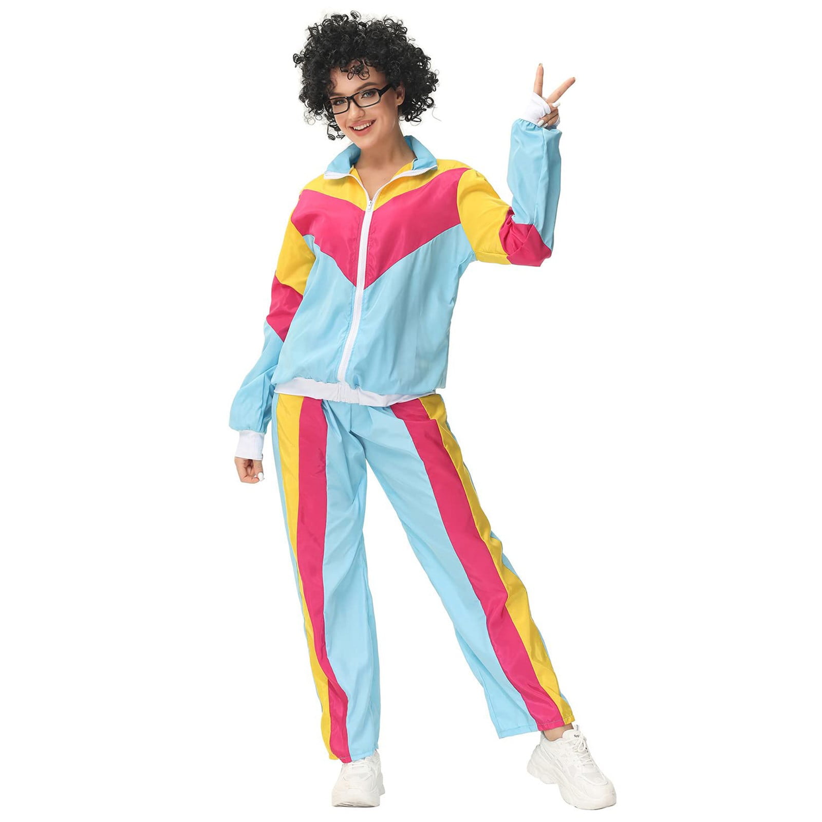 Adult 80s Tracksuit Retro Hop Windbreaker Disco Tracksuit Sets