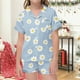 thumbnail image 2 of Odeerbi 2-12 Años Niños Niñas Pijama de Verano de Satén Con Solapa de Muesca Camisas de Manga Corta Conjunto de Shorts Suave Estampado de Margaritas Ropa de Dormir, 2 of 5
