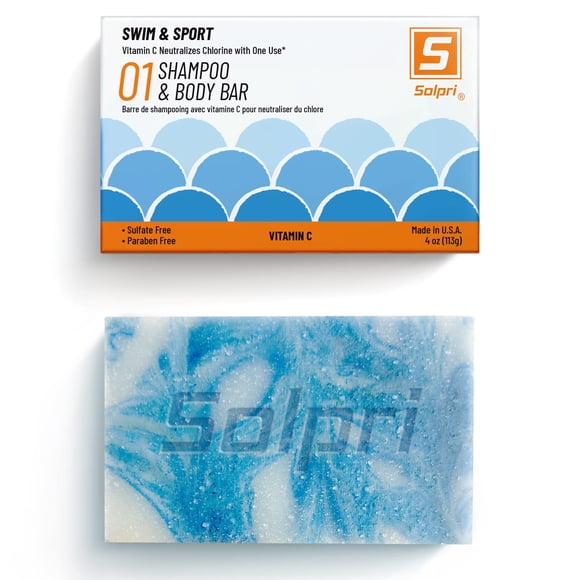Solpri Swim Shampoo Barra de jabón para cabello y cuerpo sin perfume con vitamina C para eliminar el cloro 4 oz