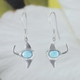 thumbnail image 3 of Unique Hawaiian Genuine Larimar Manta Ray Earring, Sterling Silver Larimar Manta Ray Dangle Earring, E8472 Birthday Mom Wife Valentine Gift, 3 of 3