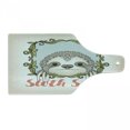 thumbnail image 1 of Sloth Cutting Board, Exotic Animal in Floral Frame Smile Theme Mammal Portrait, Decorative Tempered Glass Cutting and Serving Board, Wine Bottle Shape, Olive Green Blue Pink, by Ambesonne, 1 of 1
