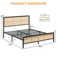 thumbnail image 5 of EastVita Queen Size Rattan Bed Frame with Headboard,Modern Boho Cane Bed,Heavy Duty Steel Slat Support,No Box Spring,Black, 5 of 8