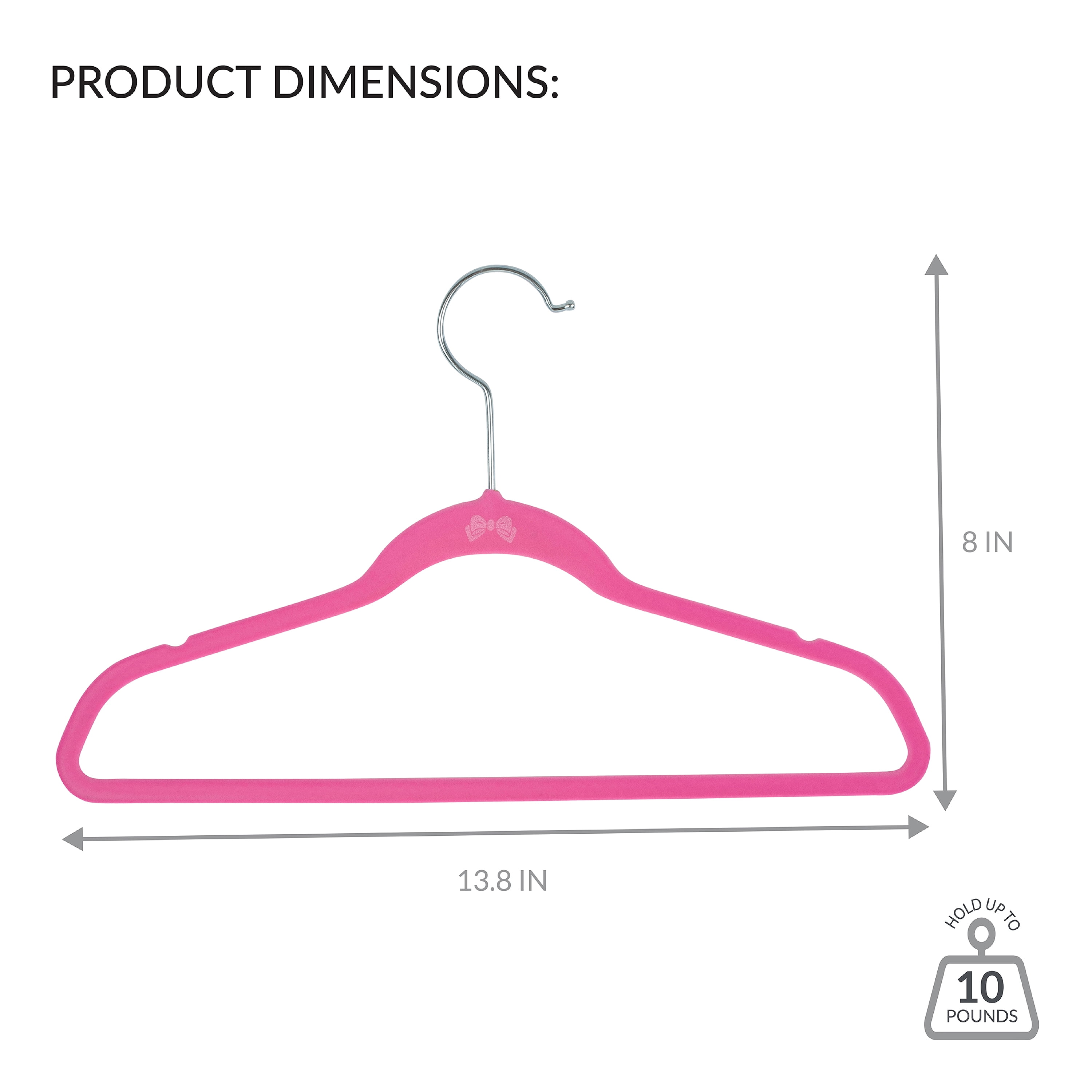 Simplify Kids 50 Pack Velvet Hangers in Pink