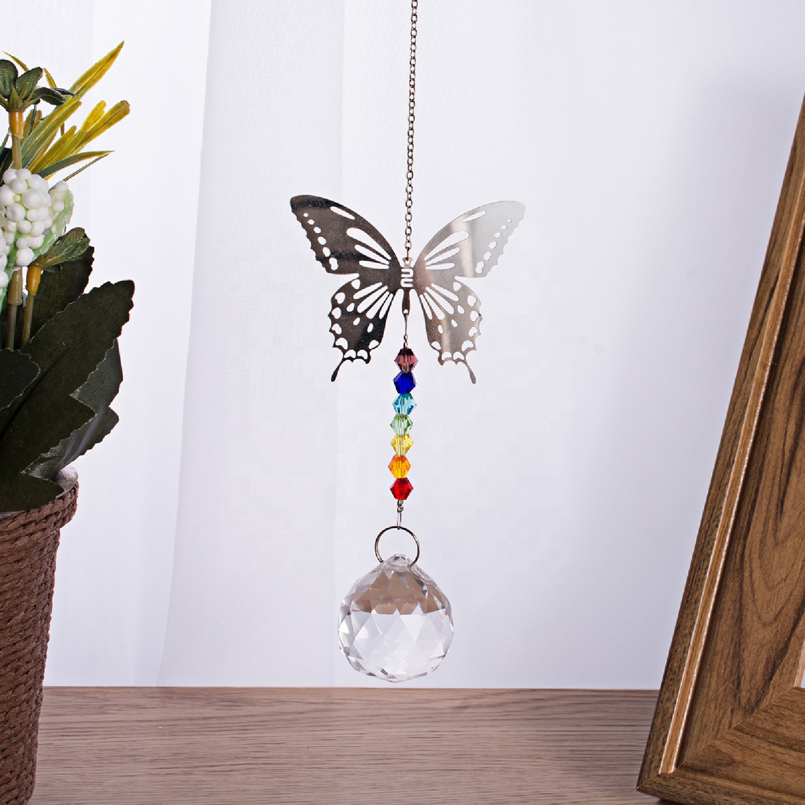 Details about  / Crystal Butterfly Prisms Ball Home Party Hanging Ornament Car Pendant Decor