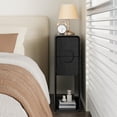 thumbnail image 4 of Narrow Nightstand Set of 2, Mid Century Walnut Wood Slim Bedside Table with Round Drawer, Black, 4 of 8