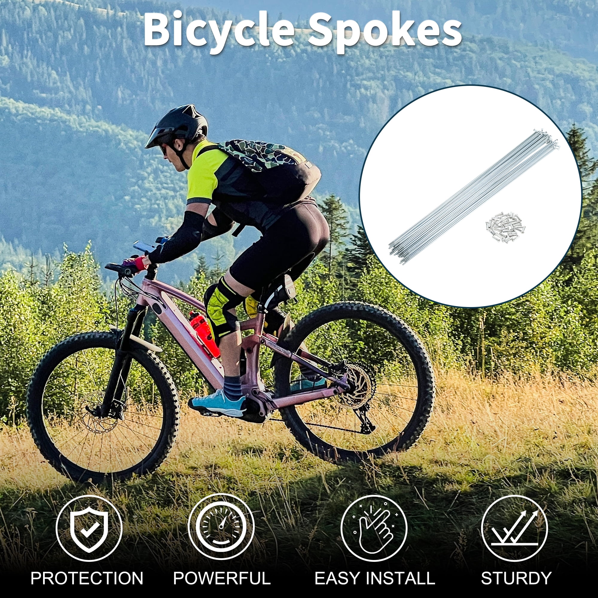 Unique Bargains 36Pcs 14G Carbon Steel Galvanized Bicycle Spokes with Nipple Silver 12.01"