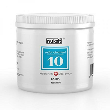 nuksit 10% sulfur ointment - large tub 4oz., powerful, maximum strength - acne & skin
