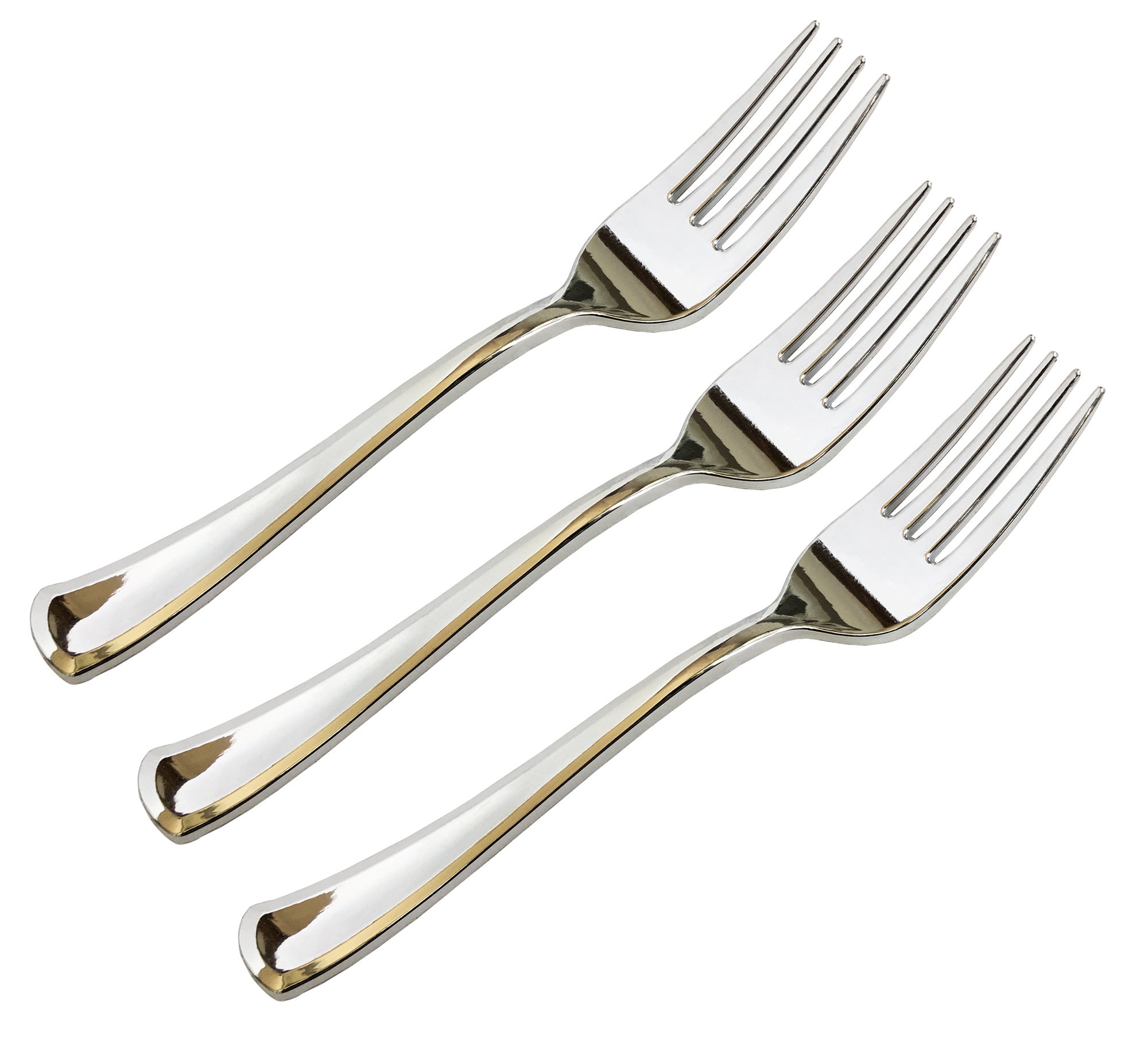 JL Prime 100 Piece Silver Plastic Forks Bulk Set, Silver Plastic