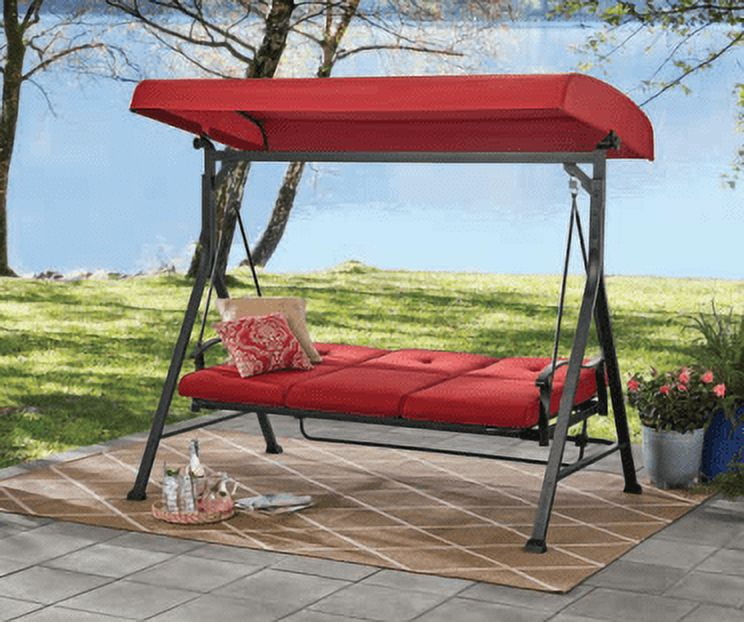 Mainstays Belden Park 3 Person Outdoor Furniture Patio Daybed Swing with Canopy Red Walmart