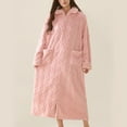 thumbnail image 4 of Womens Zip Up Robe Soft Comfy Long Plush Robe Winter Warm Fluffy Zip Up Bathrobe Cozy Fuzzy Housecoat with Pockets, 4 of 6