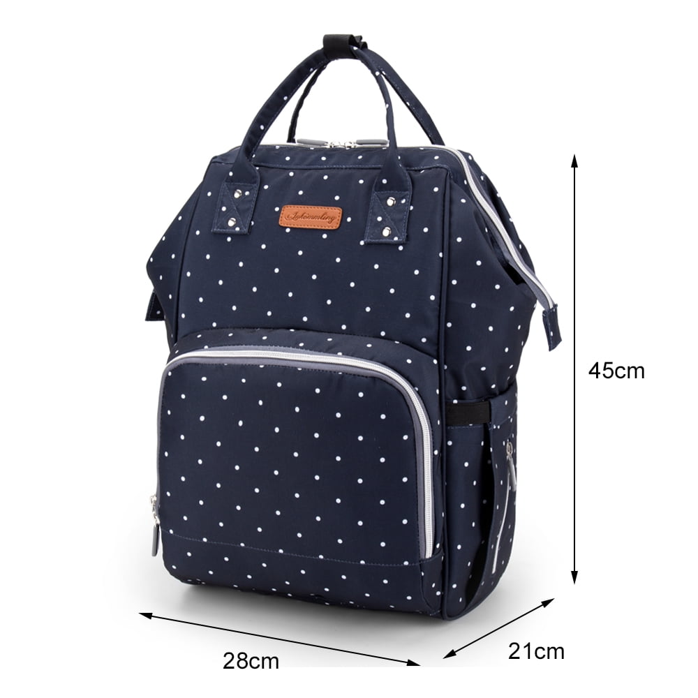 Baby Diaper Nappy Mummy Changing bag Backpack Multi-Function Bag Polka Dot Navy 