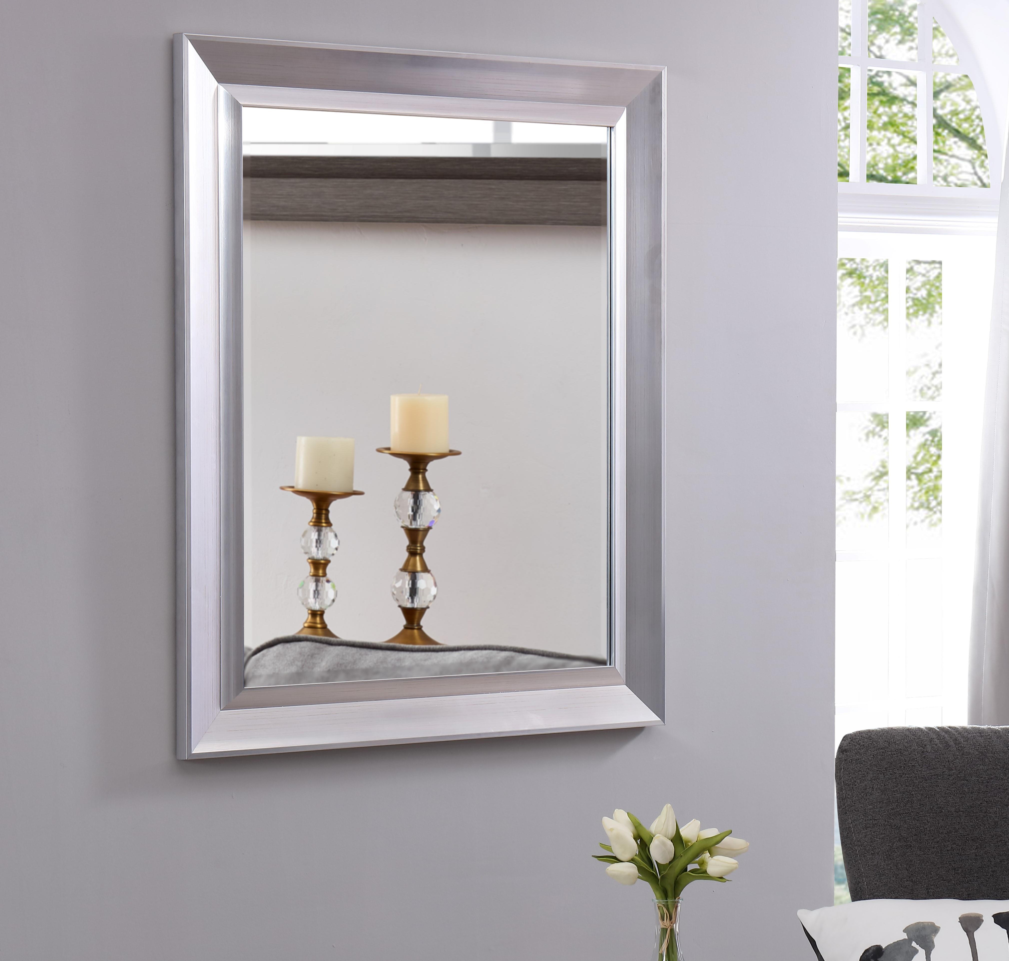 Framed Bevel Wall Mirror Silver 36" x 30" by Naomi Home