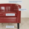 thumbnail image 4 of BELLEZE Accent Barrel Chairs Set of 2, Modern Tub Club Chairs Upholstered Armchairs for Living Room, Faux Leather Chairs with Gold Nail Head Trim Black Legs - Kyara (Red), 4 of 6