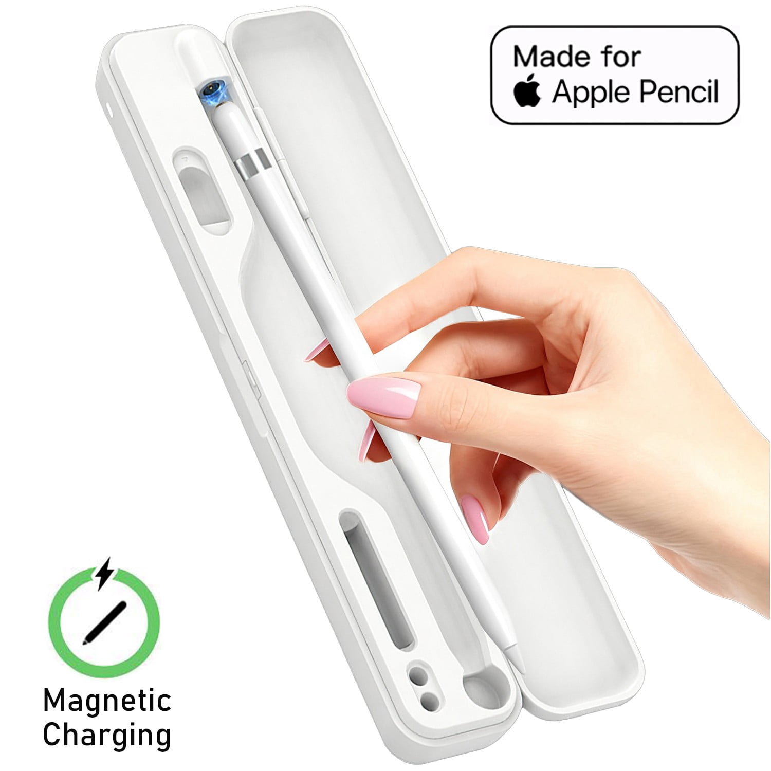Magnetic Wireless Charging Case for Apple Pencil 1st Generation, Built-in Battery Charger, Portable iPad Pencil Storage Box Holder