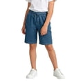 thumbnail image 5 of DAETIROS Girls Denim Look Drawstring Shorts - Soft Rayon Blend Elastic Waist Casual Summer Bottoms with Pockets - Blue - Sizes 5-16,Size 12-13 T, 5 of 7