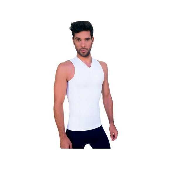 Camiseta faja seamless I Love Shape cuello V sin mangas blanca XL