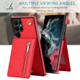 thumbnail image 5 of ELEHOLD for Samsung Galaxy S24 Ultra Zipper Wallet Case PU Leather Purse with Back Card Slots Kickstand Crossbody Strap Magnetic Clasp for Women Girls Samsung Galaxy S24 Ultra Case,Red, 5 of 9