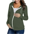 thumbnail image 2 of Mifsaly Zip Up Maternity Hoodie Long Sleeve Drawstring Hooded Sweatshirt Pregnancy Office Outdoor Jacket Women Spring Fall Warm Outerwear XXL, 2 of 9